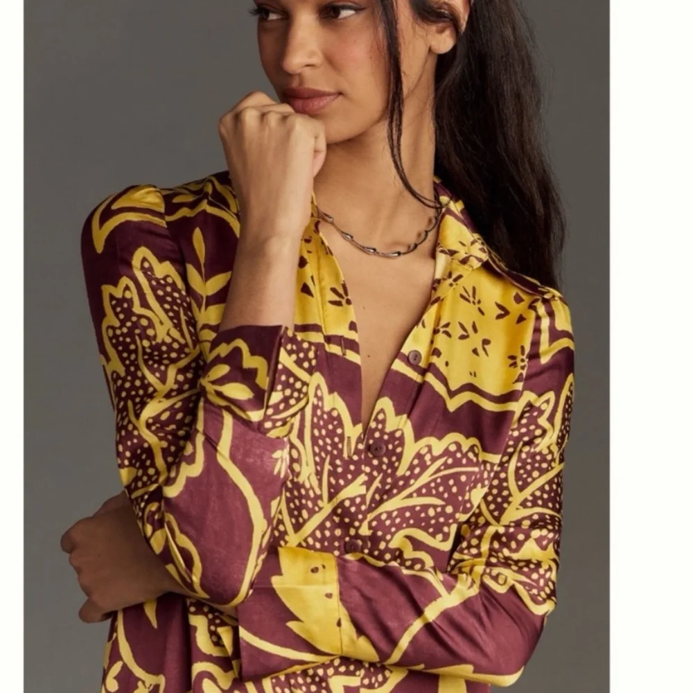 NWT Anthro Corey Lynn Calter Long-Sleeve Printed Shirt Dress - Picture 3 of 7